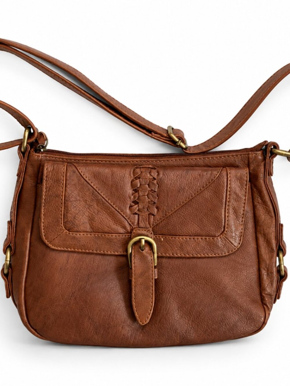 Great American Leather Works Shoulder Crossbody Handbag Brown Leather Purse